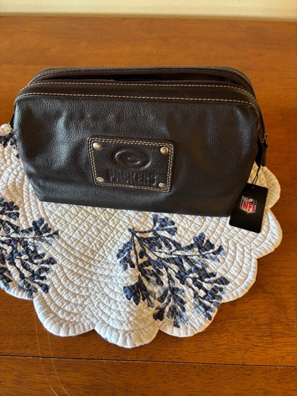 Green Bay Packers Toiletry Cosmetic Travel Bag Pouch Brown NEW
